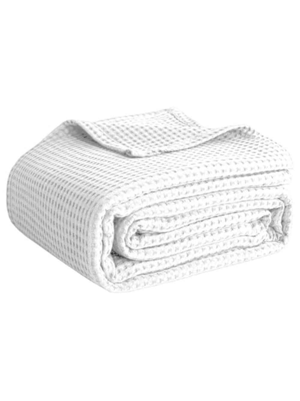 White Cotton Waffle Weave Blanket Lightweight Breathable Throw Bed Sofa Summer - Picture 6 of 7